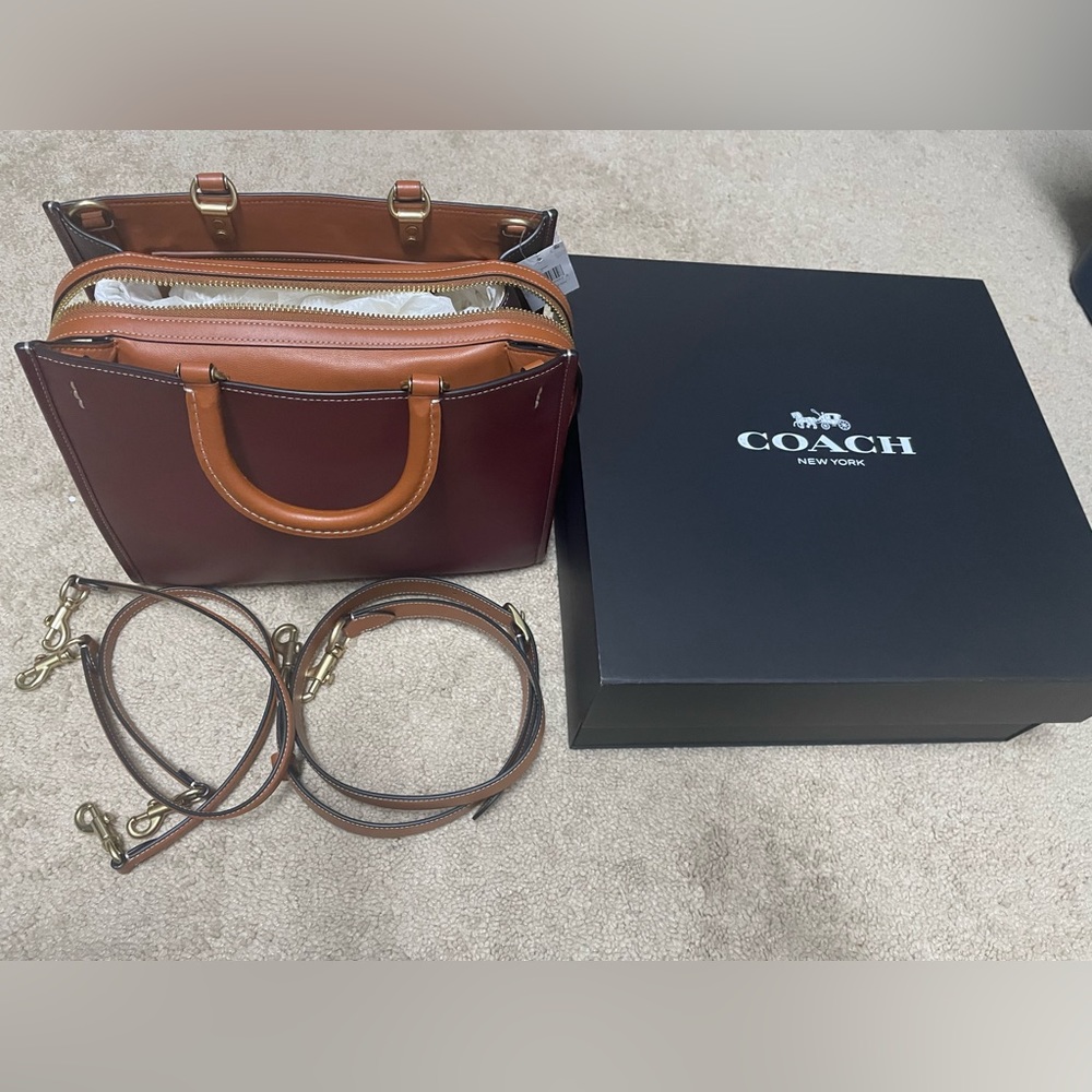 Coach Rogue 30 in colorblock wine multi New With Tags Authentic